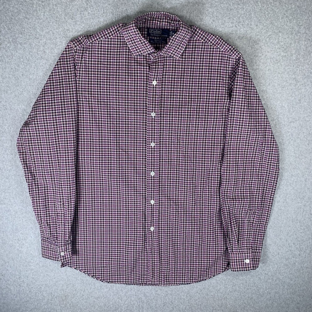 Polo Ralph Lauren Button Down Shirt Mens M Pink Plaid Westerton Fine 2-Ply 100s